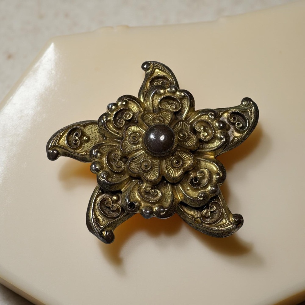 Rare Vintage Jeray Sterling Vermeil Floral Brooch – Mid Century Signed Jewelry